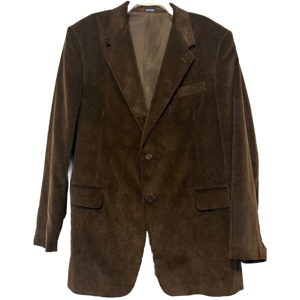 Meeting Street Mens Sport‎ Coat Size 42L Brown Corduroy Blazer Lined 100% Cotton